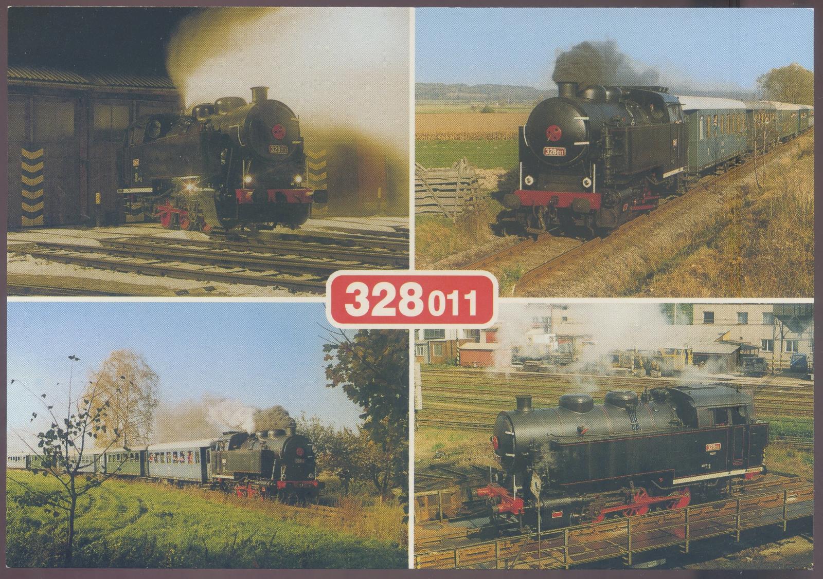 Parná lokomotíva 328.011u Vysokého Mýta pri Hrušovej a depo Letohrad - Pohľadnice