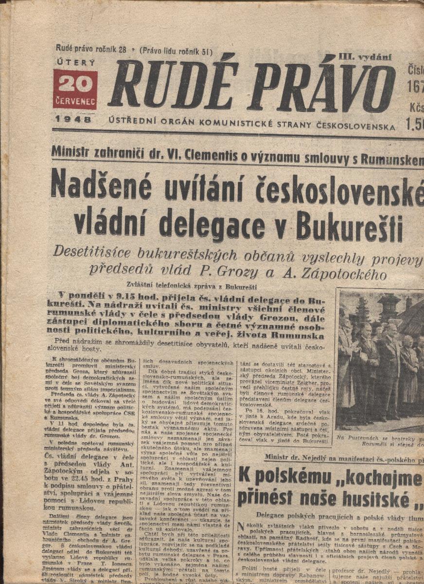 Červené právo (20.7.1948) - staré noviny - Knihy a časopisy