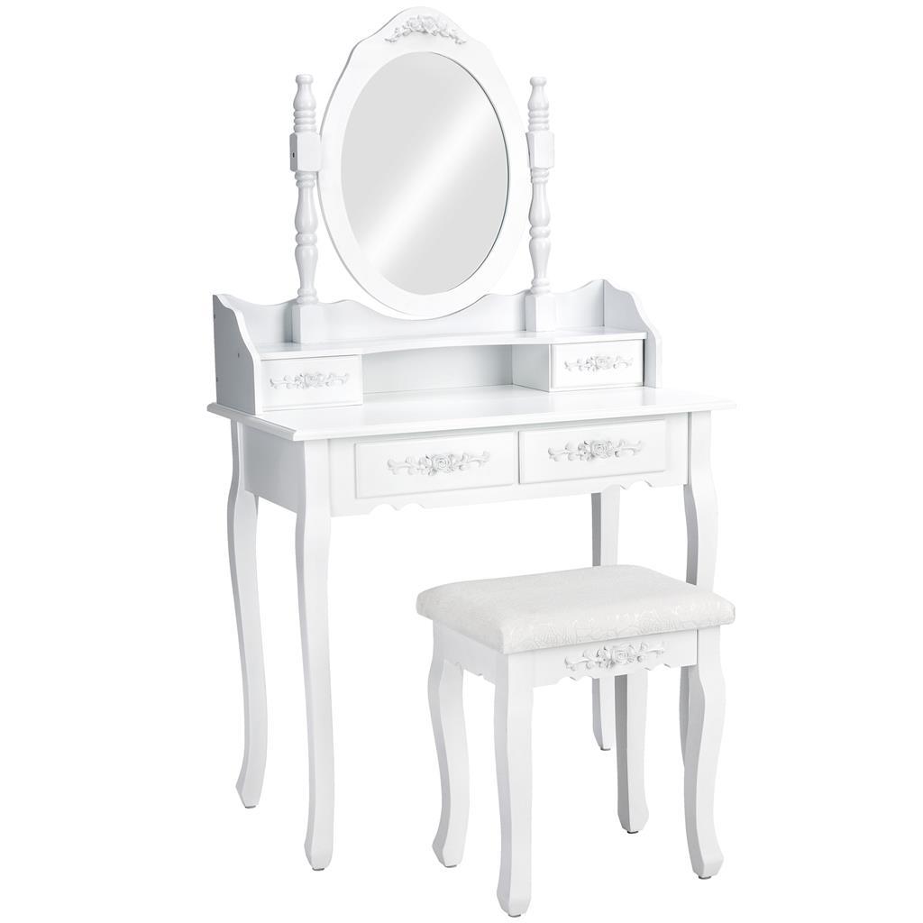 tectake 402072 kozmetický toaletný stolík barok zrkadlo a stolička - b - Nábytok