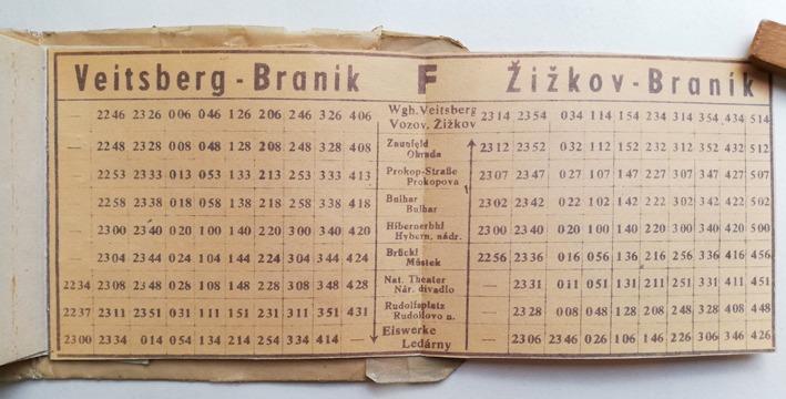 staré cestovné poriadky MHD Praha 1940-45,linky A-F(tram, bus?), nemecky-česky - Ostatné zberateľské predmety