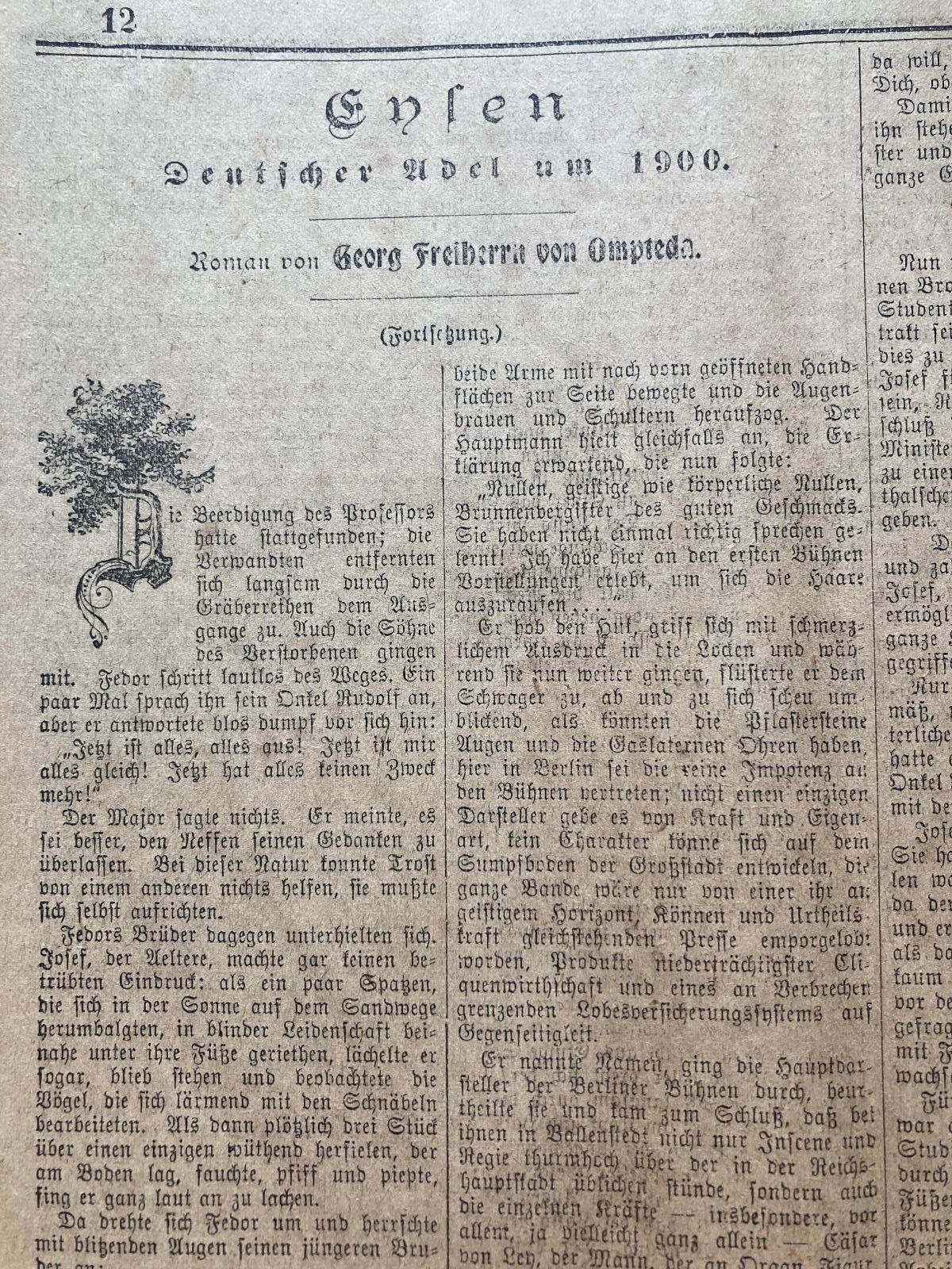List z novin Sonntagsblatt der New-Yorker Staats-Beitung,1. April 1900 - Starožitnosti a umenie