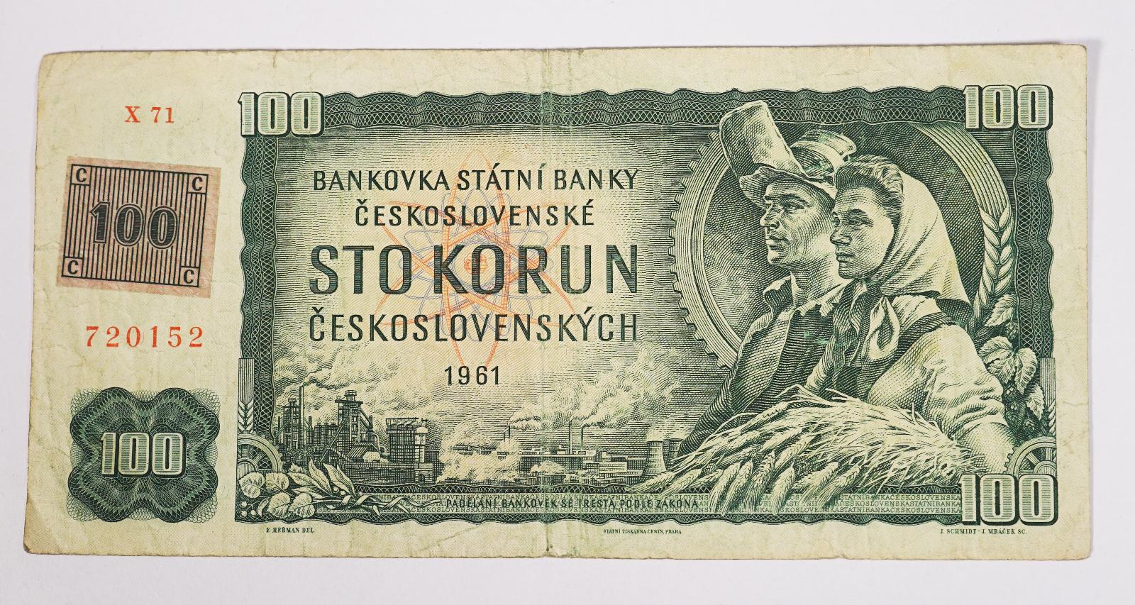 100 Kčs 1961 s kolkom ק - Bankovky
