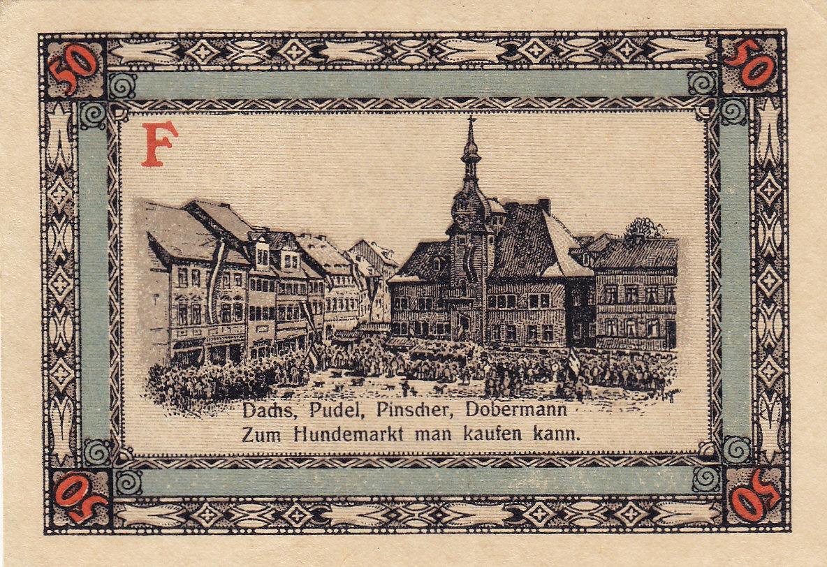 Nemecké núdzovky 1921 - Apolda - 50 Pfennig (oranžové F na rube) - Zberateľstvo