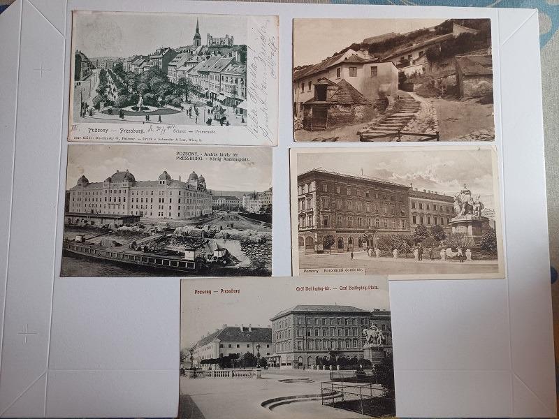 5x Bratislava, Pressburg, Pozsony - Pohľadnice miestopis