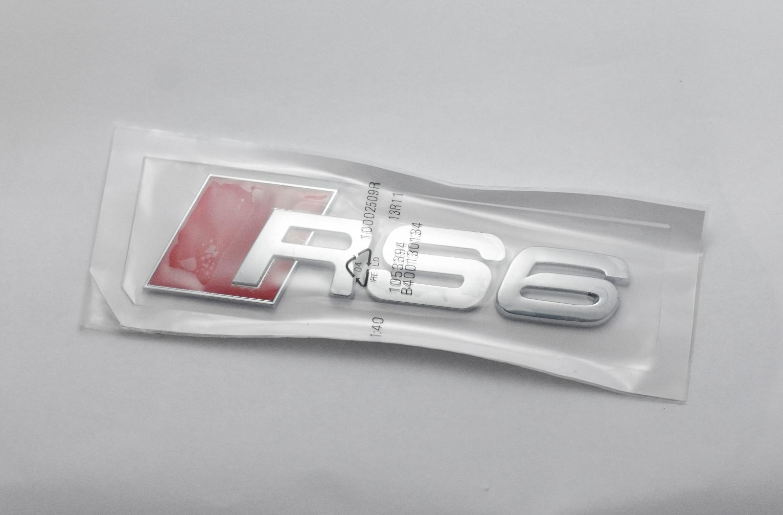 1ks NOVÝ Audi RS6 znak strieborno-červený 140mm - Auto-moto
