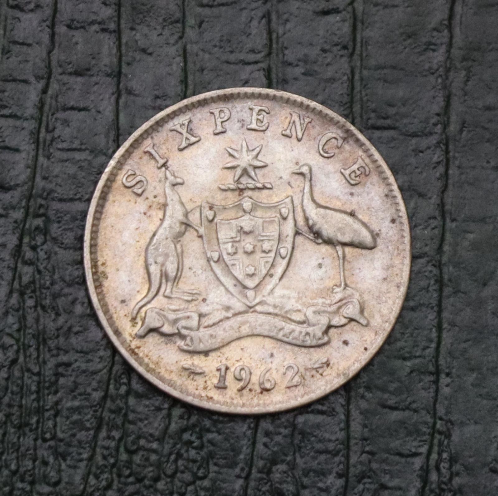 Strieborná 6 Pence 1962 - Alžbeta II. - Austrália! - Zberateľstvo