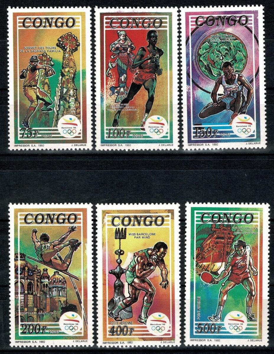 Kongo Brazzaville 1992 Známky 1342-7 ** šport Olympiáda olympijské hry - Filatelia