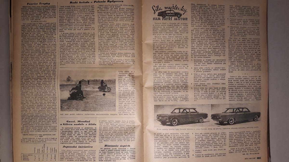 Svet motorov ročník 1959, zviazaný (v článku Chrysler Corvair) - Motoristická literatúra