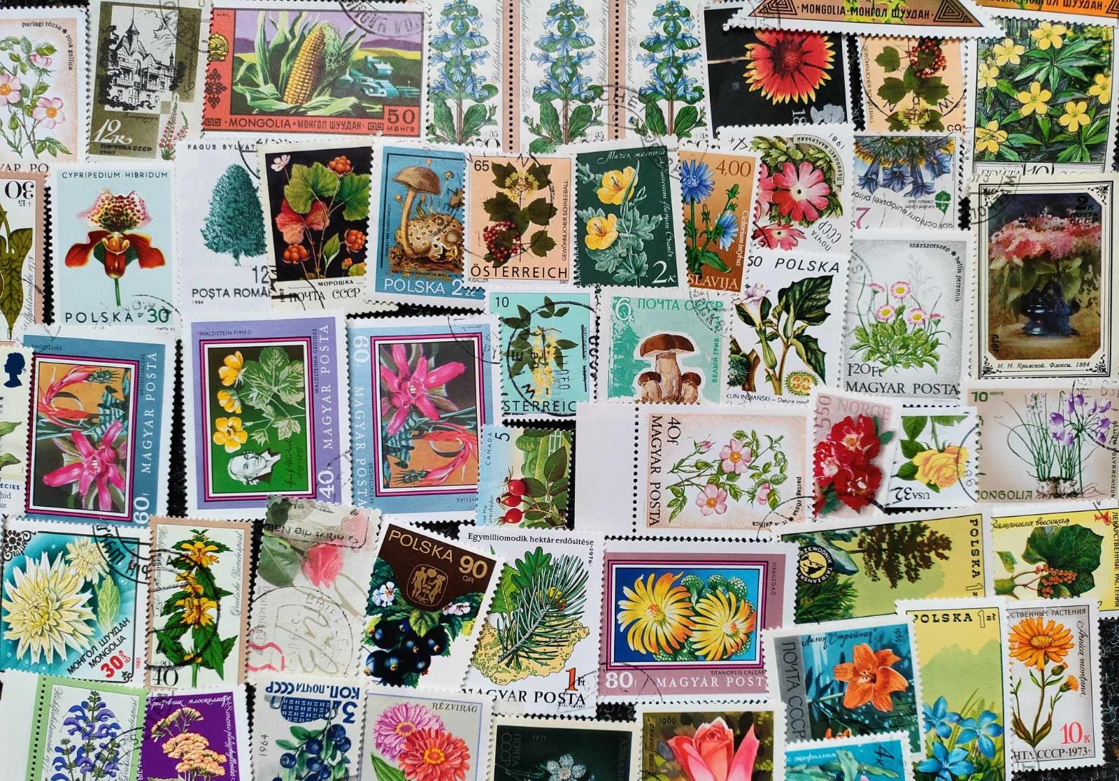 Staré tematické poštové známky rastlín - flora - Známky