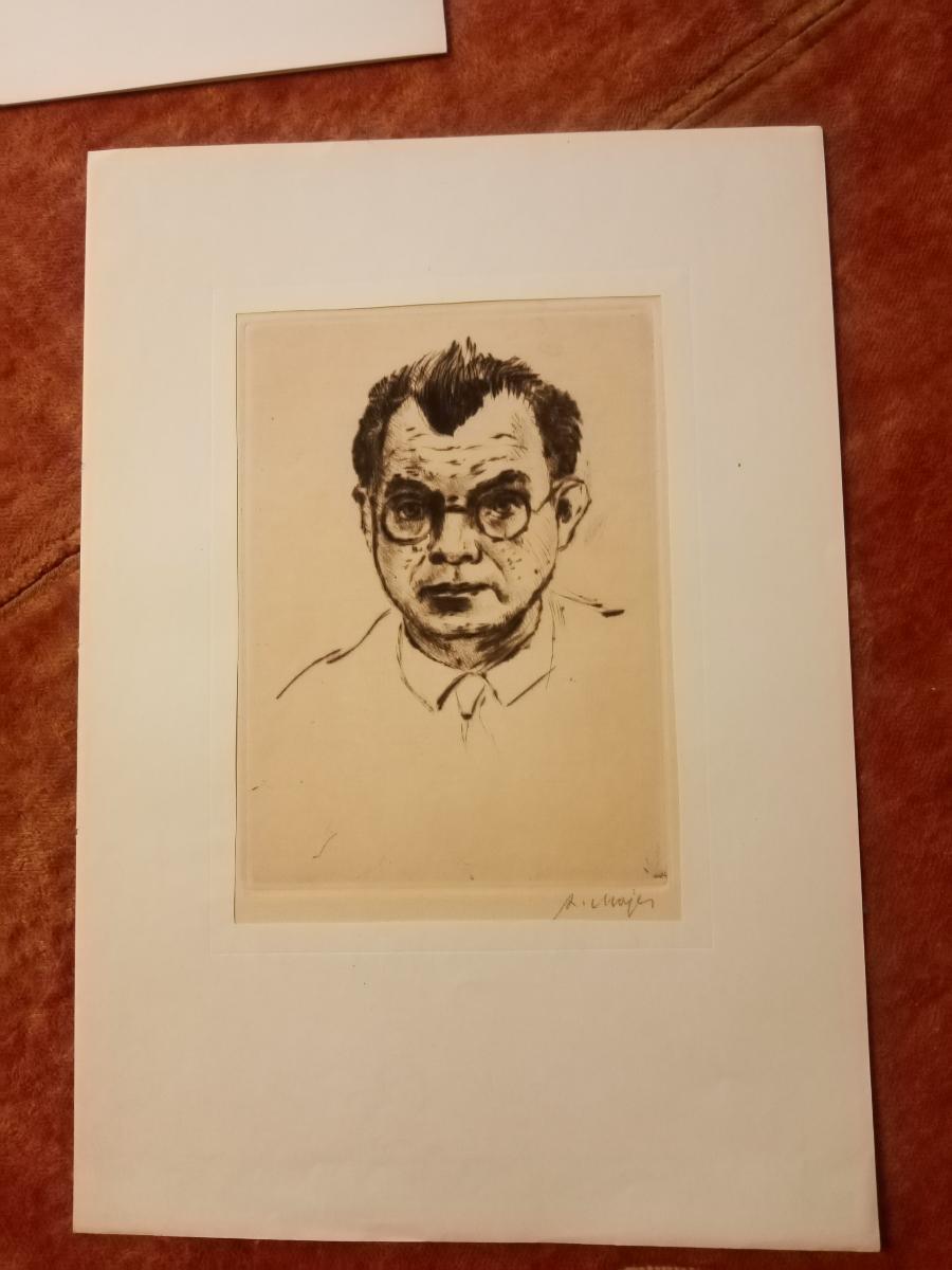 Antonín Majer, vlastná podobizeň 1932, lept - Výtvarné umenie