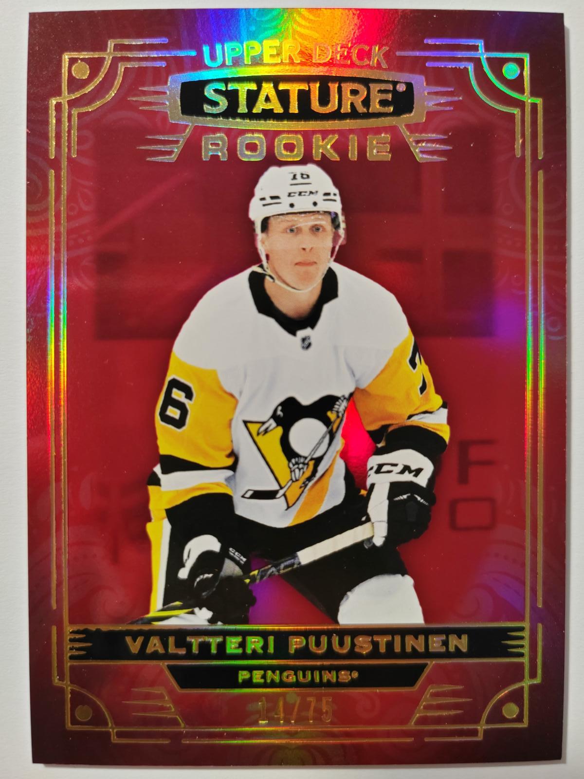 💥 STATURE ROOKIE Valtteri Puustinen - Pittsburgh Penguins 14/75 💥 - Hokejové karty