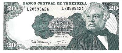 Venezuela, 20 Bolivares, 8.12.1992, Pick 63d, UNC