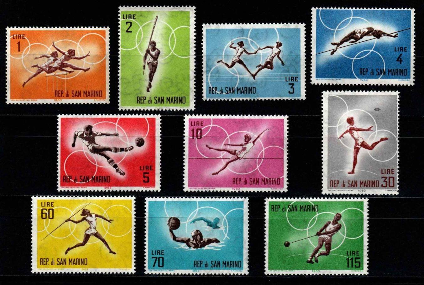 ** SAN MARINO: Séria Letná olympiáda TOKIO 1964 (I), kat. 1,30 Mi€ - Známky