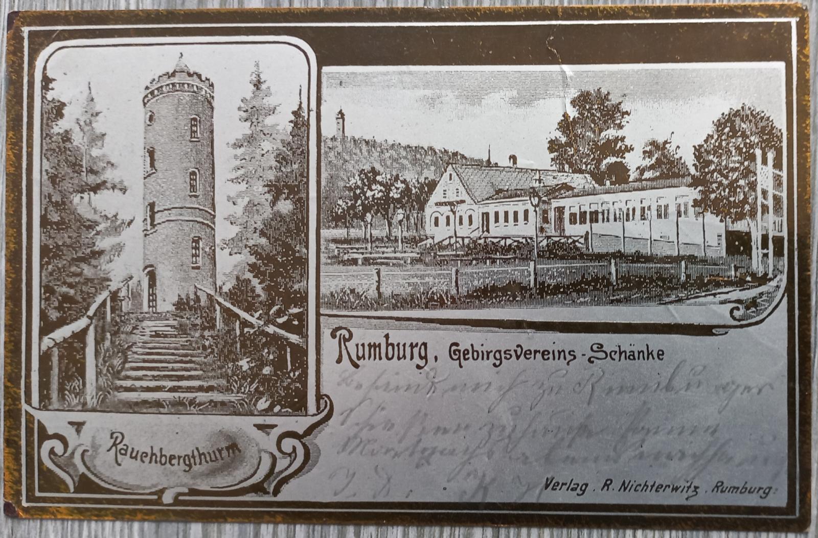 Rumburg - Rumburg - krásna tlač na fóliu - krčma - rozhľadňa - 1900 - Pohľadnice miestopis