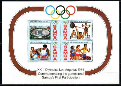 ** SAMOA: Aršík Letná olympiáda LOS ANGELES 1984, kat. 3,40 Mi€