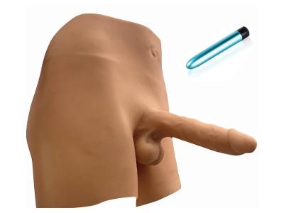 Silikónová dutá protéza penisu + vibrátor, pripínacia - veľkosť xl