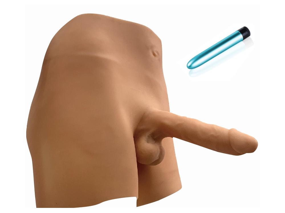 Silikónová dutá protéza penisu + vibrátor, pripínacia - veľkosť xl - Erotické pomôcky a príslušenstvo