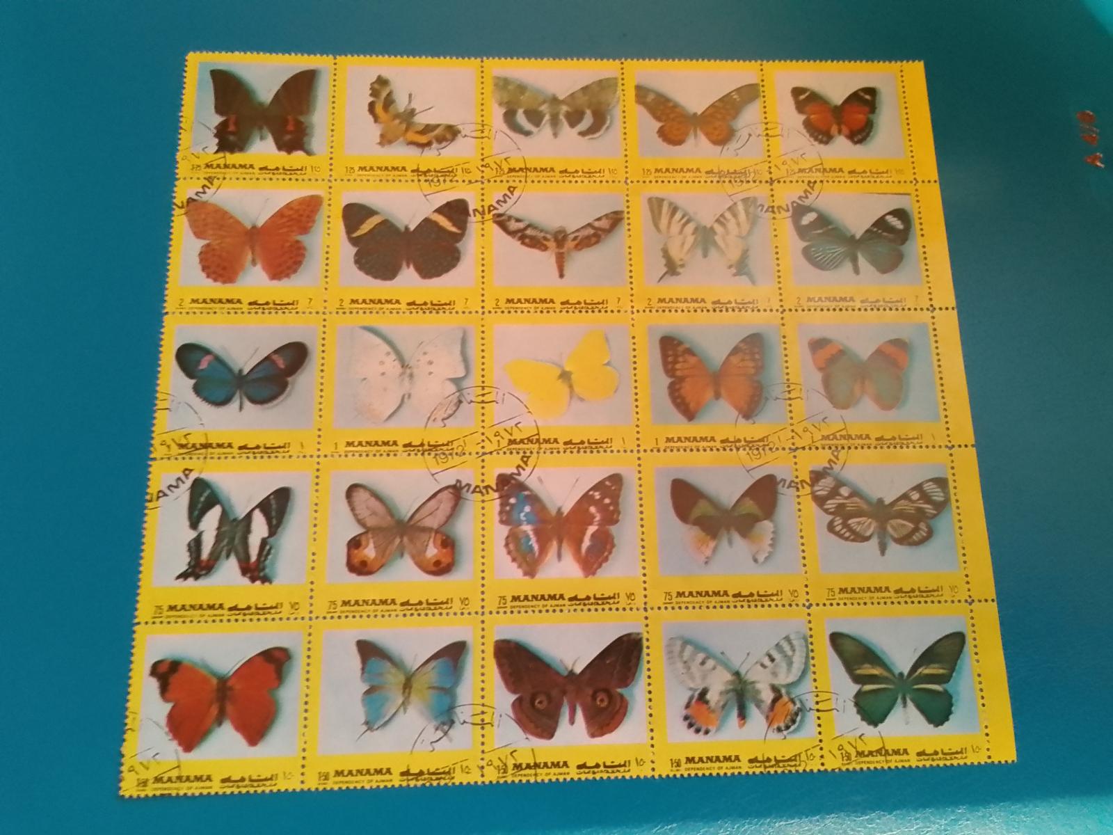 Manáma kompl.TL motýle 25 ks - Tematické známky