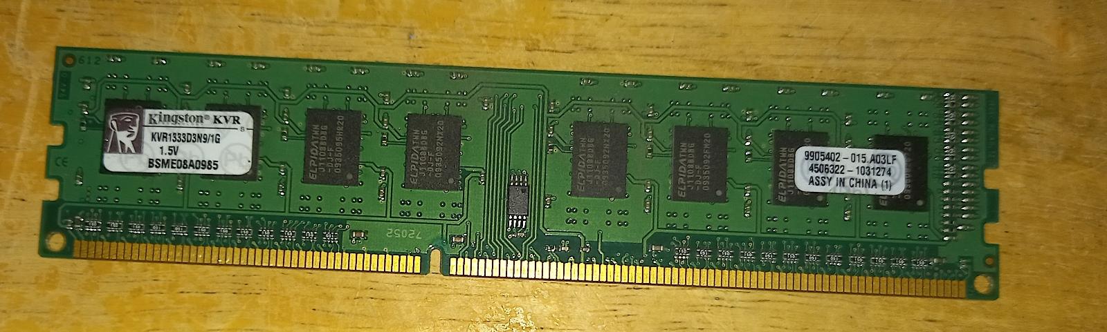 RAM DDR3 Kingston 1GB - Počítače a hry