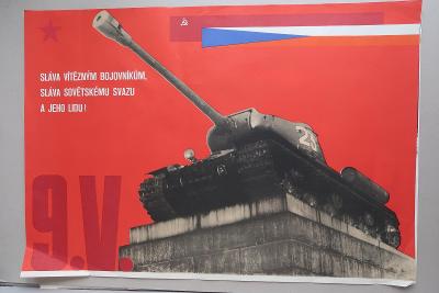 Plakát - sovětská armáda - tank 23 - pomník osvobozen