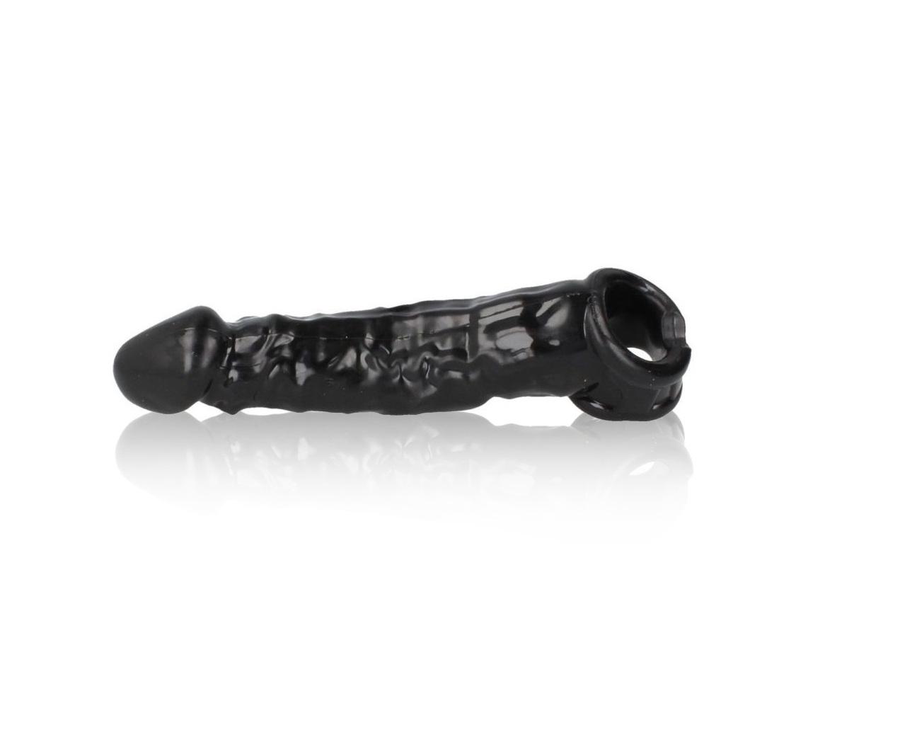 Veľká čierna čiapka na penis s držiakom semenníkov - Erotika