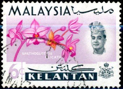 KELANTAN - MALAYSIA - býv. britská kolónia - 1965 - Orchidey - Známky