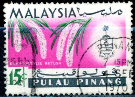 PENANG - MALAYSIA - býv. britská kolónia - 1965 - Orchidey - Známky