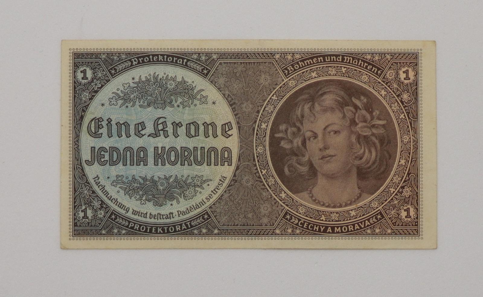 1 K Protektorát 1940 - D014 - neperforovaná - Bankovky