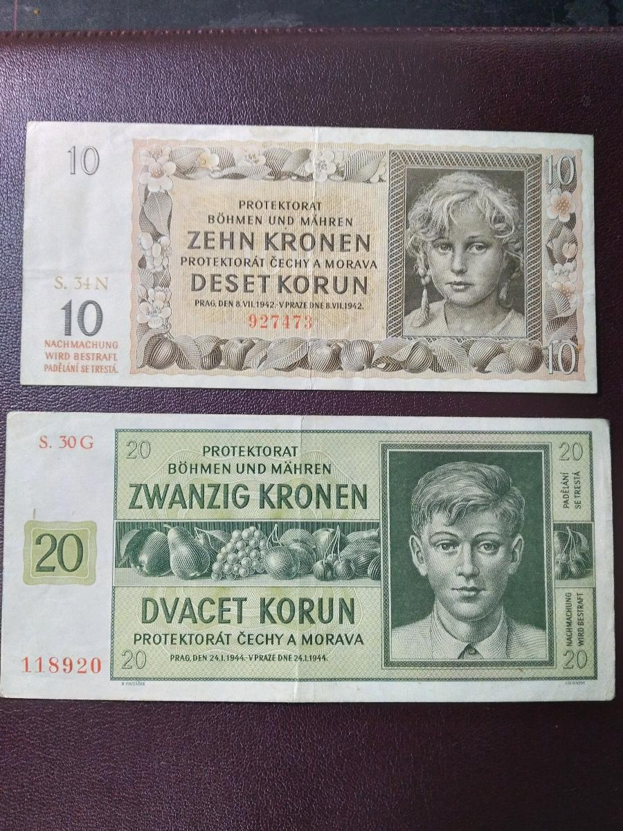 20 a 10 korún Protektorát - Bankovky