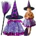 Kostým čarodejnice fialový štýlová sukňa , klobúk a metla - Oblečenie pre deti