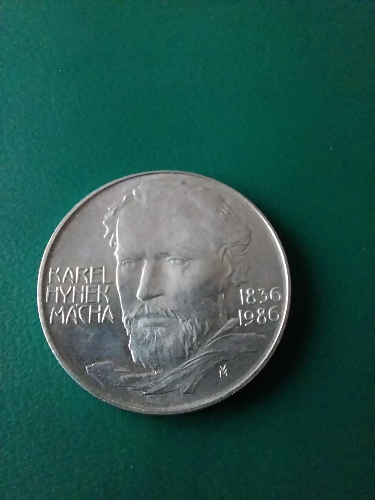 Strieborná pamätná minca 100 kčs 1986 Karel Hynek Mácha - Luxusný stav - Numizmatika