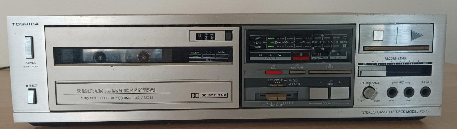 TOSHIBA PC-G33 stereo cassette deck - funkčný - TV, audio, video