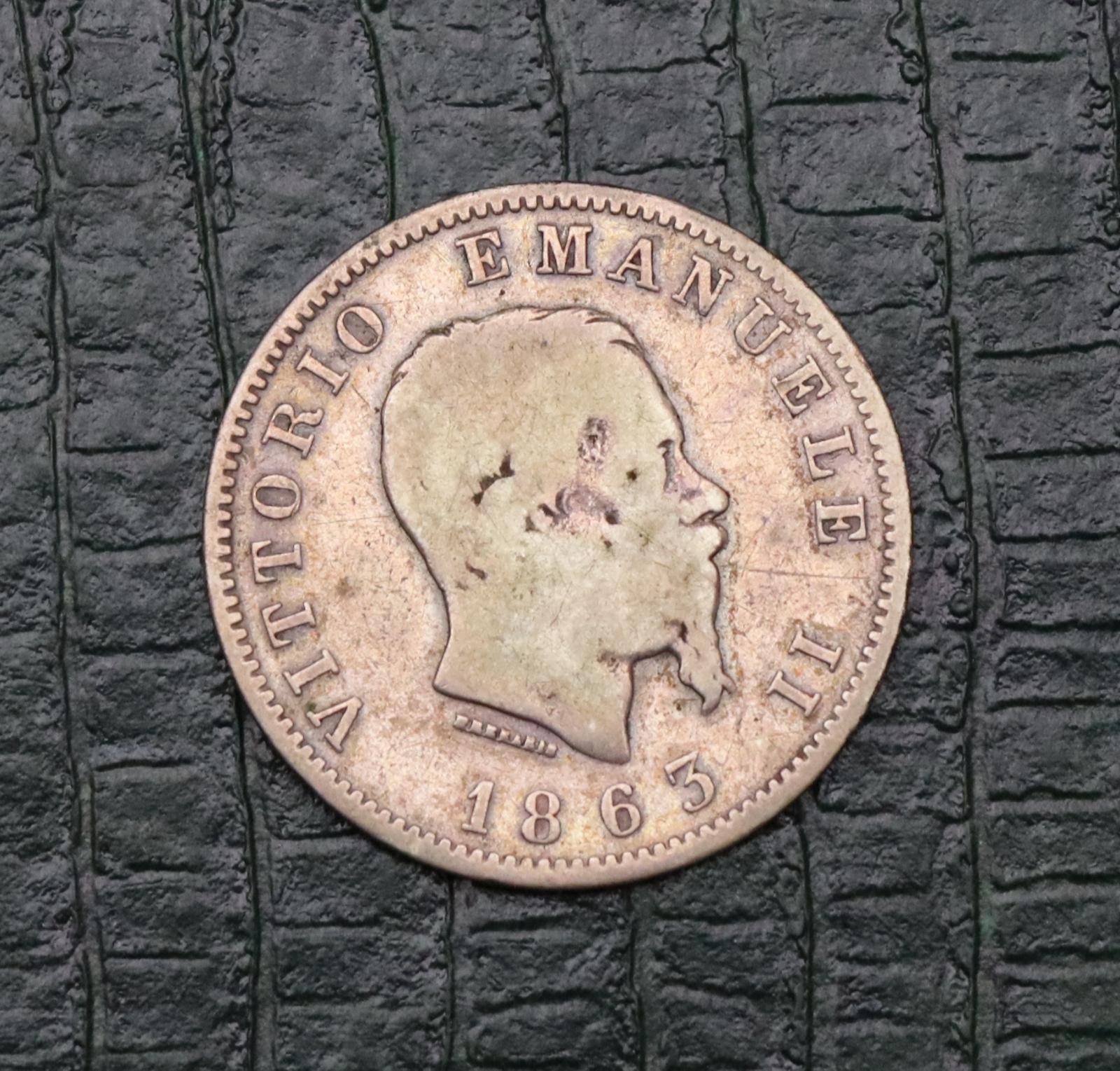 Strieborná 1 Líra 1863 M - Vittorio Emanuele II. - Taliansko! - Numizmatika