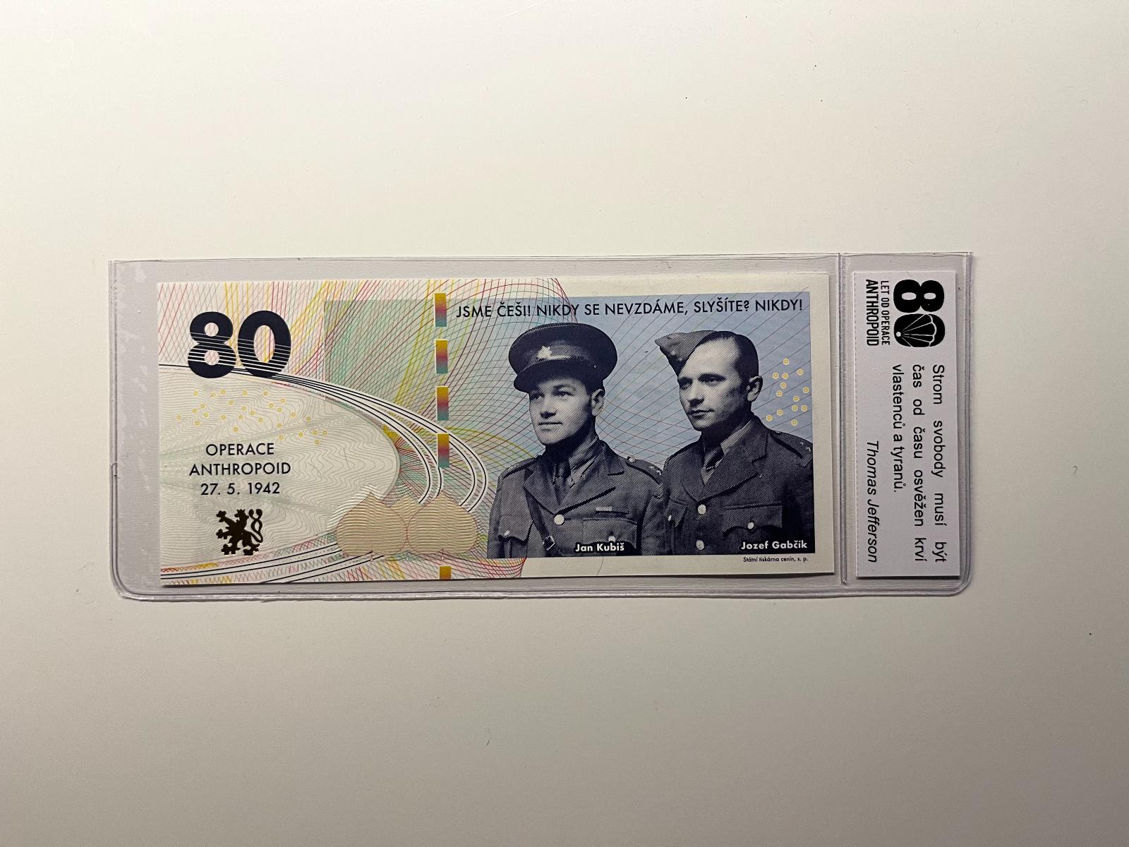 Bankovka k 80. výročiu operácie Anthropoid - Zberateľstvo
