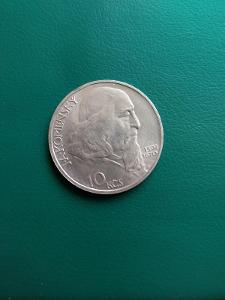 Strieborná pamätná minca 10 kčs 1957 Komenský TOP stav