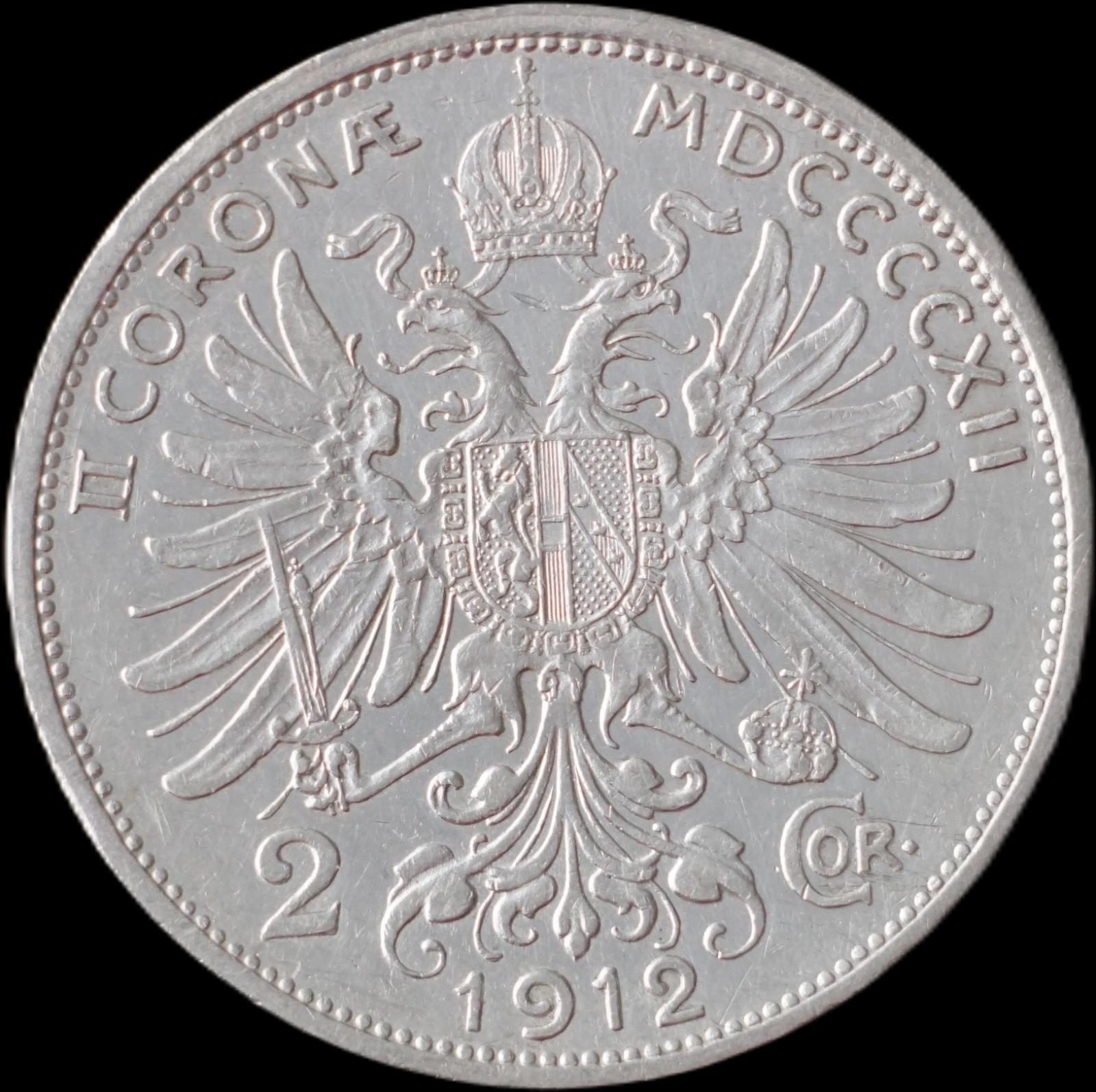 Rakúsko-Uhorsko - 2 koruna 1912 - strieborná minca - Numizmatika