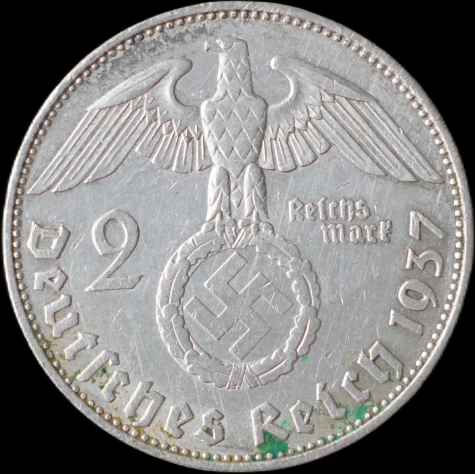 Nemecko - 2 Marka 1937 E Hindenburg - strieborná minca - Numizmatika