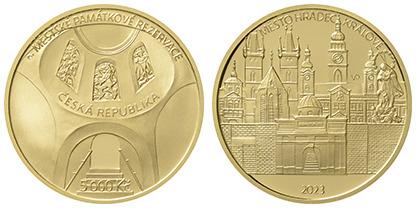 Pamätná zlatá minca ČNB 2023 Hradec Králové BK - Numizmatika