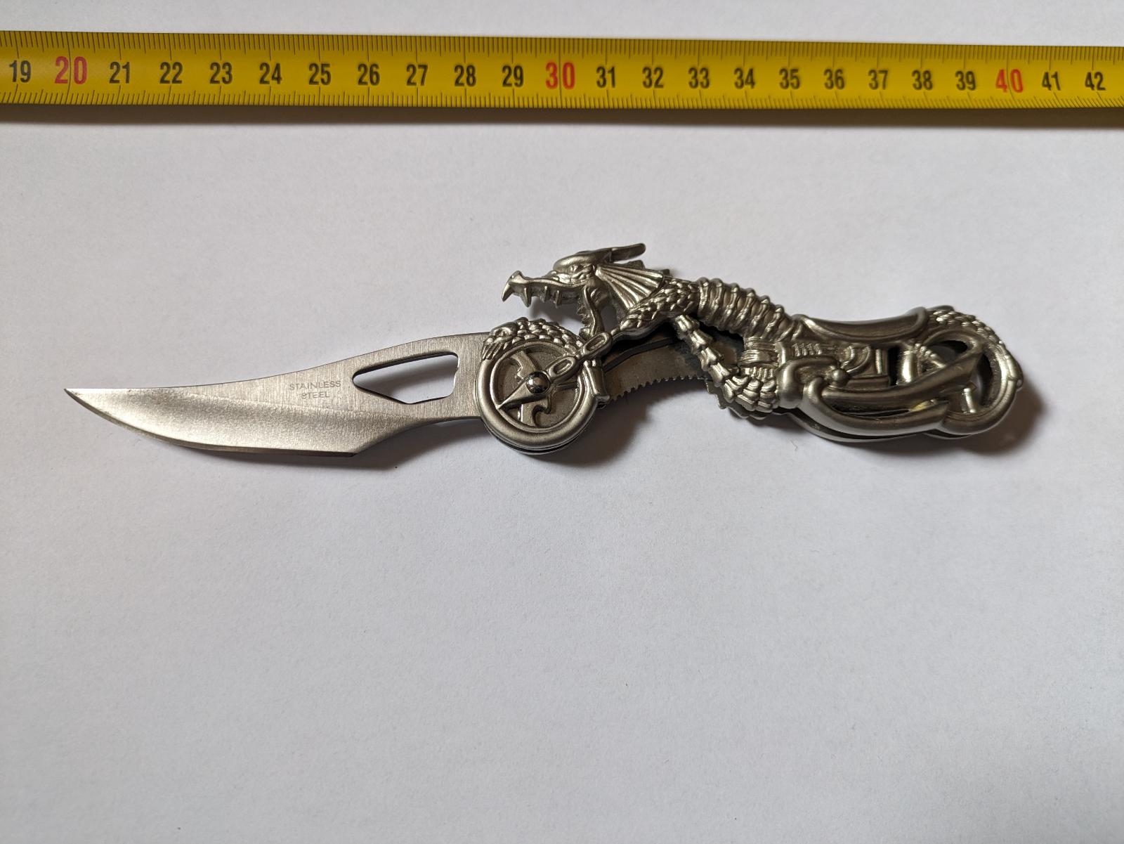 Zatvárací vreckový nôž z nerezovej ocele s čepeľou Dragon Biker - Šport a turistika