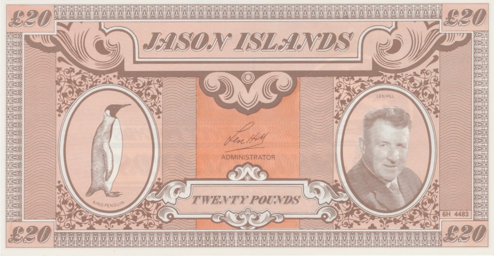 Jason Islands, 20 libier, bez dátumu, UNC - Zberateľstvo