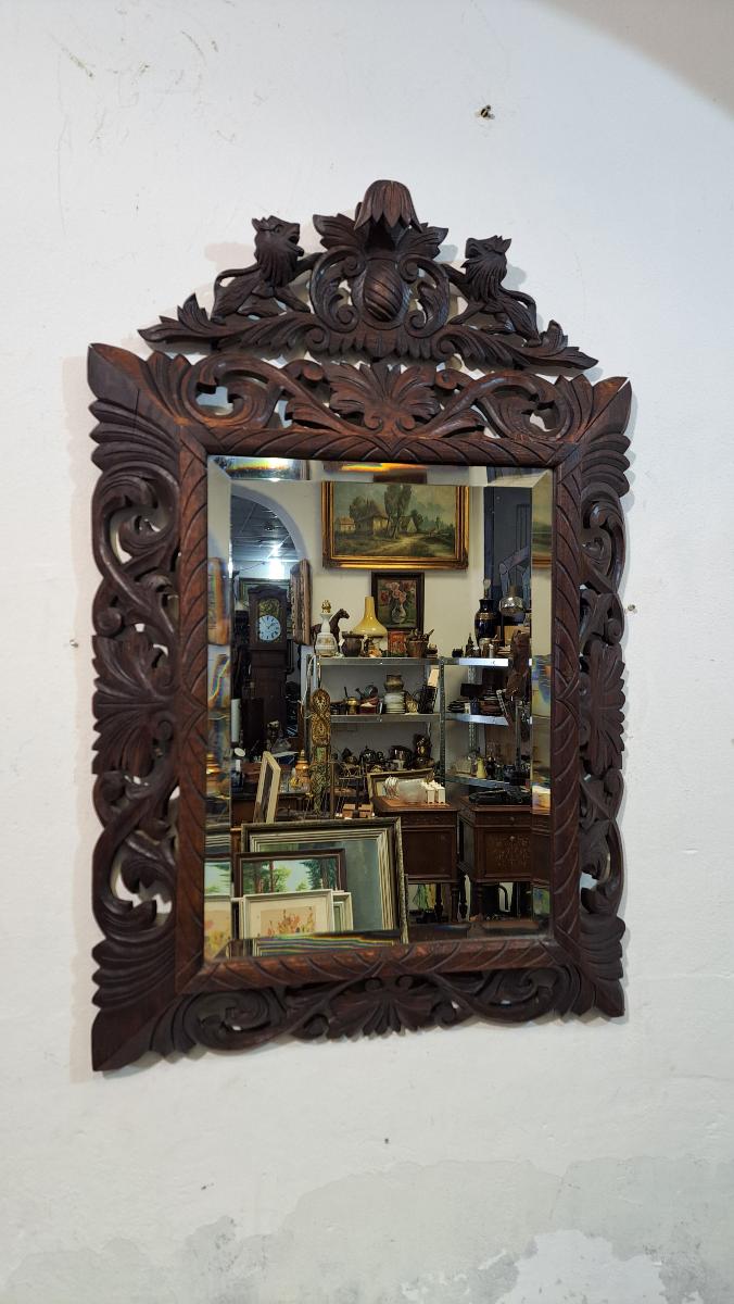 Starožitné veľké rezbované fazetové zrkadlo 19 st. 7111 - Starožitnosti