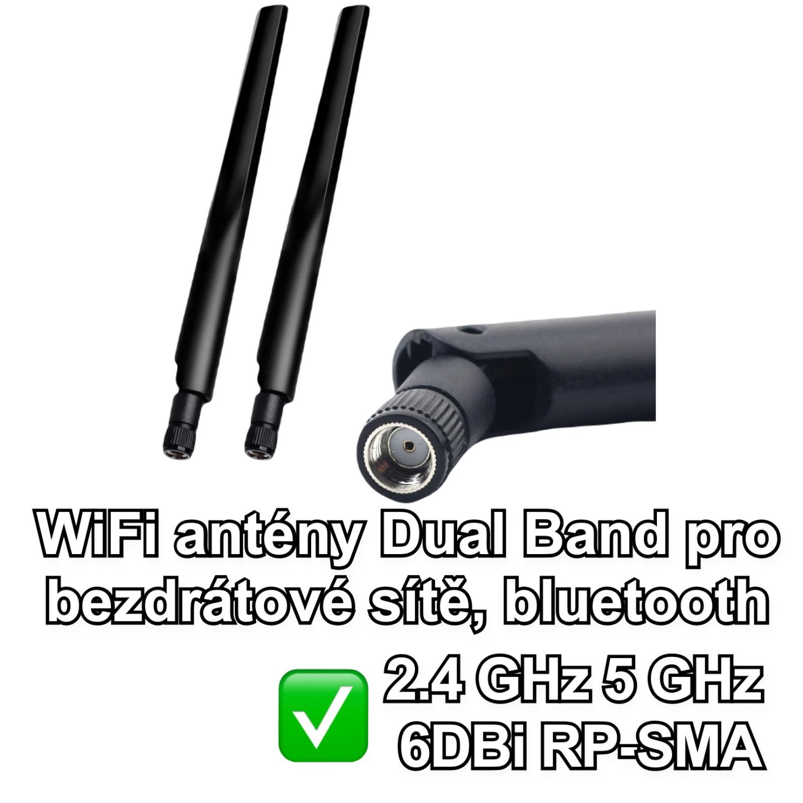 WiFi antény Dual Band 2.4 GHz 5 GHz 6DBi RP-SMA pre bezdrôtové siete, b - Komponenty pre PC