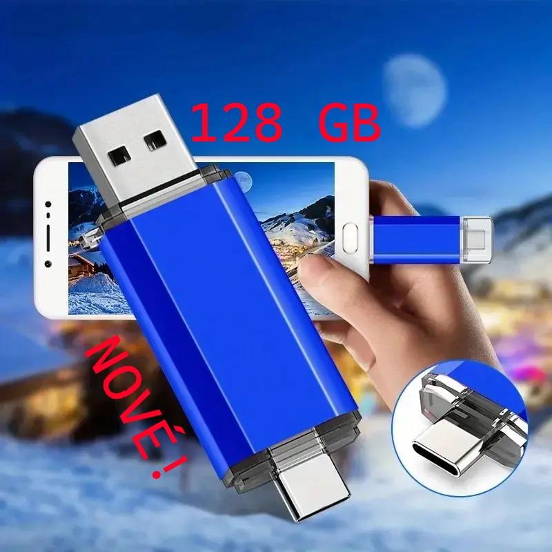 1️⃣2️⃣8️⃣💾NOVÝ Modrý 128 GB FLASH DISK - spojenie s USB-C aj USB-A📊🚀 - Elektro