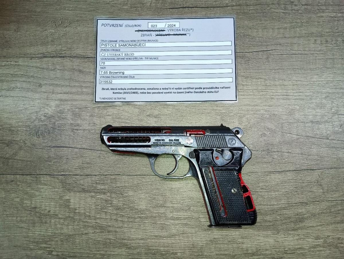 Pištoľ CZ70 v reze, výukový rez zbrane - Zberateľské zbrane