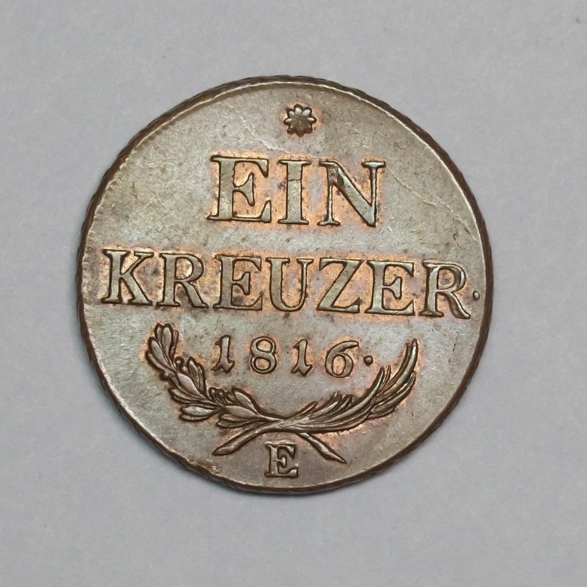 František II. (I.) - ein kreuzer 1816 E, vzácny, zvyšky RL - Numizmatika