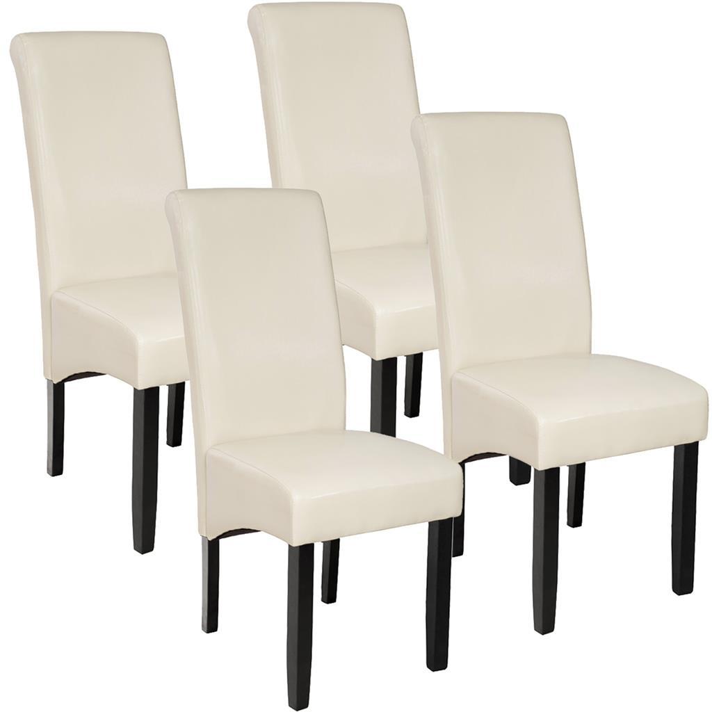 tectake 403498 4 jedálenské stoličky ergonomické, masívne drevo - krémová - Nábytok