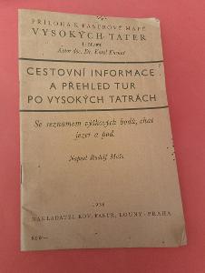 Vysoké Tatry - Cestovný sprievodca 1936 (príloha k Fastrovej mape)