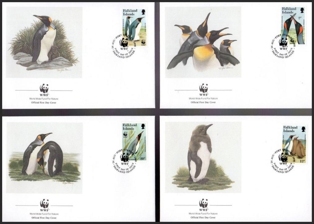Falklandské ostrovy 1991 Tučniak patagónsky, WWF 117 Mi# 538-41 FDC - Tematické známky