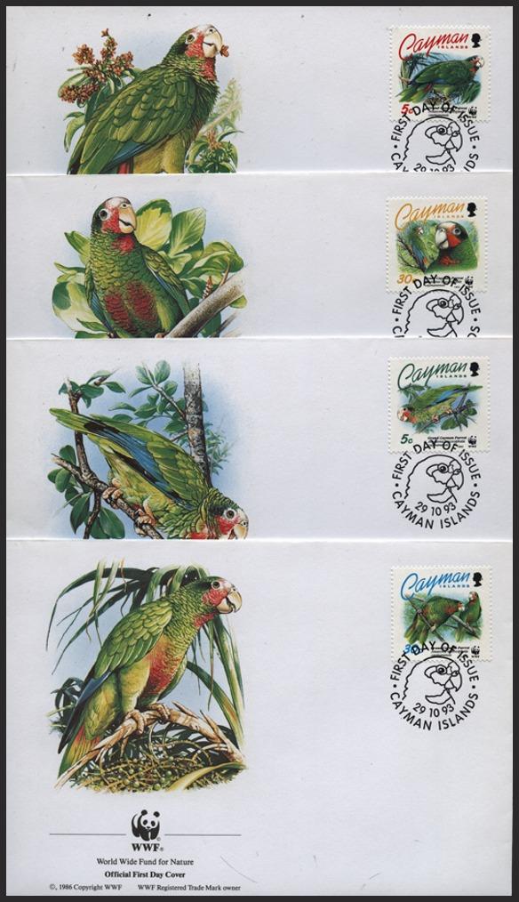 Kajmanie ostrovy 1993 Amazoňan kubánsky kajmanský, WWF 151 Mi# 690-93 - Tematické známky