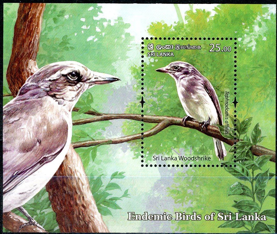 SRI LANKA - býv. britská kolónia - 2021 - Endemickí vtáci Srí Lanky - Tematické známky